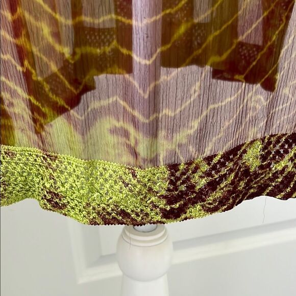 Vibrant Tie-Dye Button-Up Cardigan Duster Crochet Hems Side Slits - Picture 10 of 12